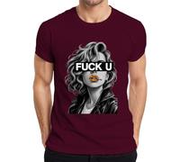 Fuck U Mujer Chaqueta de Cuero Cigarrillo Crime Scene Camiseta Hombre, granate, L