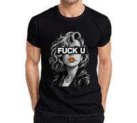 Fuck U Mujer Chaqueta de Cuero Cigarrillo Crime Scene Camiseta Hombre, Negro , XXL