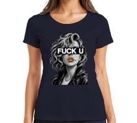 Fuck U Mujer Chaqueta de Cuero Cigarrillo Crime Scene Mujer Camiseta, azul marino, L