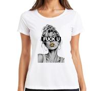 Fuck U Mujer Crime Scene Tape Fumar Rebellin - Camiseta para mujer, Blanco, L
