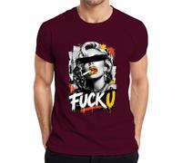 Fuck U Mujer Fumar Cigarrillo Crime Scene Camiseta Hombre, granate, S