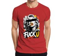 Fuck U Mujer Fumar Cigarrillo Crime Scene Camiseta Hombre, rojo, M