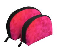 Fucsia Triángulo Geométrico, Bolsa de Maquillaje de Concha, Monedero pequeño para Mujer, Bolsa de artículos de tocador, Bolsa de cosméticos, 2 Piezas