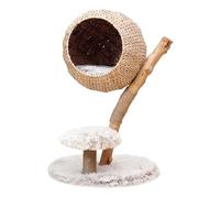 Fudajo Árbol rascador de diseño para Gatos en Forma de Rama 83cm con Cesta Tumbona y Tela de Peluche