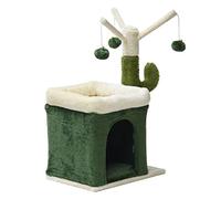 Fudajo Árbol rascador para gatos 70cm diseño cactus poste sisal 4mm con caseta y 3 bolas de juego