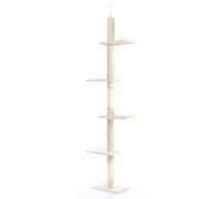 Fudajo Árbol rascador Suelo a Techo Beige 230-276cm Ajustable en Altura 4 Plataformas sisal