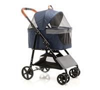 Fudajo Carrito para Perros 2en1 Plegable Azul Carro de Mascotas con Bolsa de Transporte Desmontable