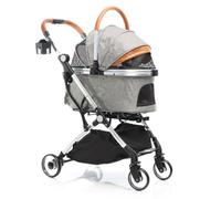 Fudajo Carrito para Perros 2en1 Plegable Gris Carro de Mascotas con Bandeja Cesta de Transporte Desmontable