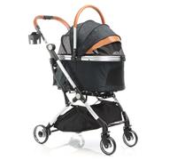 Fudajo Carrito para Perros 2en1 Plegable Negro Carro de Mascotas con Bandeja Cesta de Transporte Desmontable