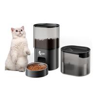 Fudajo Comedero y Bebedero Negro automático para Mascotas 3L/2,5L Control por App. diseño Compacto, fácil de Limpiar, Ideal para Gatos y Perros dispensador de pienso y Fuente de Agua