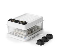 Fudajo Incubadora automática para 24 huevos 80 W con giro automático, control de temperatura y humedad, lámpara ovoscopio y conexión a energía de emergencia, ideal para gallinas, patos y codornices