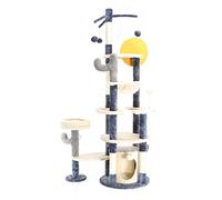Fudajo Rascador con diseño de Cactus Gris Oscuro 172 cm árbol rascador para Gatos con caseta y Hamaca, Poste rascador con sisal, Mueble para Gatos con Pelotas de Juego