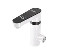 Fudeer Grifo de agua caliente eléctrico de 220 V, 3,3 kW con calentador de agua para baño, rotación de 120 ° e indicador digital de temperatura 30-45 ℃, ahorro de energía y seguro (blanco)