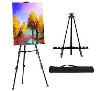 Fudesy - Caballete de 183 cm, extra resistente, caballete de aluminio negro, caballete, caballete de artista, para pintura de mesa/suelo, exhibición y dibujo con bolsa portátil