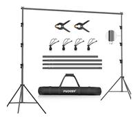 FUDESY Kit de soporte de fondo ajustable resistente para estudio fotográfico de 3 x 3 m, sistema de soporte de fondo para fotografía con bolsa de transporte y abrazaderas de clip