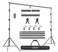 Fudesy Photo Video Studio 10 x 10 pies Soporte de telón de Fondo Ajustable Resistente, Sistema de Soporte de Fondo para fotografía con Bolsa de Transporte, Dos Abrazaderas de Resorte