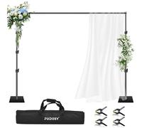 FUDESY Soporte de telón de Fondo, Kit de Tubo Ajustable para telón de Fondo de Fotos de 8 x 10 pies con Base de Metal para Fiestas, fotografía, Boda, cumpleaños