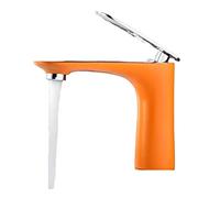 FUDGIO Grifo de Lavabo de latón Cromado/Dorado/Blanco/Negro/Rojo/Naranja Grifo Mezclador de Lavabo de Agua Caliente y fría Grifo Blanco Mezclador de Lavabo de baño (Color : Orange and Chrome)
