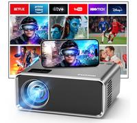 FUDONI Proyector con WiFi y Bluetooth 4K, proyectores de películas al aire libre mejorados nativos 1080P FHD, proyector de video para cine en casa, compatible con HDMI/USB/iOS/Android/Windows/TV Stick
