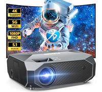 FUDONI Proyector con WiFi y Bluetooth, compatible con 4K para exteriores, proyector de 18000L HD 1080P Max 300 pulgadas, proyector portátil de cine en casa compatible con USB/HDMI/iOS/Android/TV Stick
