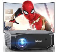 FUDONI Proyector, proyector de 18000L con WiFi 5G y soporte nativo Bluetooth 1080P 4K, proyector de películas al aire libre con pantalla, proyector portátil de cine en casa para iOS/Android/TV Stick