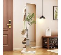 FUDUO-SHUNYI Espejo Giratorio de Cuerpo Completo, Espejo de Cuerpo Entero de Madera Giratorio de 360° con Perchero, Espejos de Pie 2 en 1 con Perchero, para Guardarropa de Dormitorio de Sala de Estar
