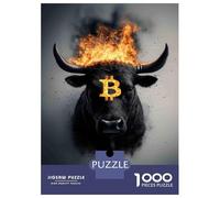 Fuego de Bitcoin Bull 1000 Piezas Puzzle para Adultos Puzzle Premium, Cartón Reciclado - Reto Educativo Chulo, Juego En Casa, Regalo Ideal para Niños Principiantes 52x38cm/1000pcs