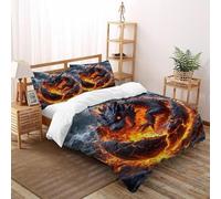 Fuego de dragón Funda Edredon 3 Piezas con Impresión En 3D Animal Theme Marine Animal Space Theme con 2 Fundas De Almohada Double（200x200cm） 100% Microfibra Ropa De Cama para Adultos Y Niñas