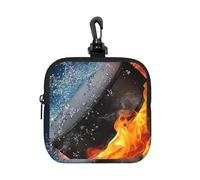 Fuego de Hockey sobre Hielo,Bolsa de Almacenamiento Cuadrada con Cremallera, Monedero de Neopreno, Carteras pequeñas, Monedero pequeño, Monedero