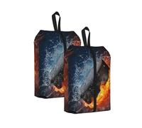 Fuego de Hockey sobre Hielo， Bolsas de Viaje para Zapatos (Paquete de 2), Bolsas Impermeables para Guardar Zapatos, Organizador de Zapatos para Viajes y hogar.