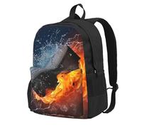 Fuego de hockey sobre hielo,Mochila con bolsillos, mochila informal para el día a día, resistente al agua, ideal para la escuela, viajes