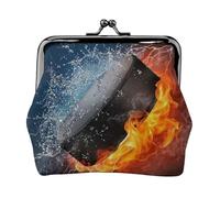 Fuego de Hockey sobre Hielo,Monedero de Piel sintética, Carteras pequeñas, Monedero con Cierre de Broche