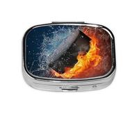 Fuego de hockey sobre hielo, Pastillero cuadrado para bolsillo o monedero, pequeño contenedor de pastillas, organizador de pastillas de viaje