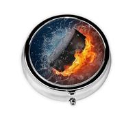 Fuego de hockey sobre hielo, Pastillero, Pastillero redondo Pequeño contenedor de pastillas Organizador de pastillas de viaje