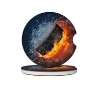 Fuego de Hockey sobre Hielo, Posavasos para portavasos de Coche (Paquete de 2), Posavasos de cerámica Absorbente con Base de Corcho Antideslizante.