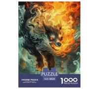 Fuego Lobo Puzzle 1000 piezas Animal Puzzles Juegos De Actividades Familiares Estimulantes Decoración De Pared De La Casa De Cartón 100% Reciclado Para La Decoración Del Hogar 38x26cm/1000pcs