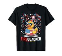 Fuego Quacker Funny Rubber Duck 4 de julio Familia de fuegos artificiales Camiseta