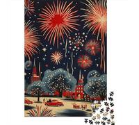 Fuegos Artificiales de Año Nuevo Rojo Festivo Rompecabezas Imposible,desafío para Adultos Juego EduGatoivo 1000 Piezas Obra De Arte De Juego De para Niños A Partir De 12 Años 1000pcs (75x50cm)