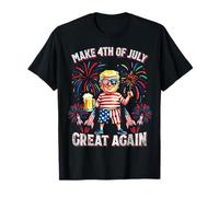 Fuegos artificiales divertido Trump Patriótico Americano Feliz 4 de julio Camiseta