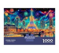 Fuegos Artificiales nocturnos de París Rompecabezas 1000 Piezas Luces de París Cartón Premium para Niños 12+ Regalo Navidad para Relajarse Mejor Regalo Oferta 38x26cm/1000pcs