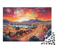 Fuegos Artificiales Paisaje Nocturno Urbano Puzzle de 1000 Piezas Puzzle para Adultos Vista Ciudad Relajación Convivencia Decoración Regalo 70x50cm/1000pcs