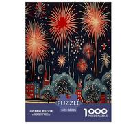 Fuegos Artificiales Rojos Festivos de Año Nuevo Puzzles Imposible,desafío para Adultos Juego EduGatoivo 1000 Piezas Obra De Arte De Juego De para Adultos Y Niños A Partir De 12 Años 38x26cm/1000pcs