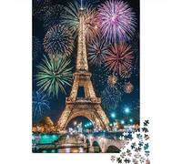 Fuegos Artificiales sobre la Torre Eiffel 1000 Piezas Cartón Extra Grueso Rompecabezas Conjunto Pareja Socios Entrenamiento De Concentración Idea De Regalo 52x38cm/1000pcs