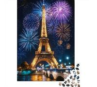 Fuegos Artificiales Torre Eiffel Rompecabezas 1000 Piezas Regalo Hombre Mujer Navidad Acertijos Inteligentes Adultos Familia Coloridos 38x26cm/1000pcs