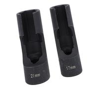 Fuel Line Socket Set 1/2 Inch Drive 2 Pcs for Injector Nut Spanner Chrome Tungsten Steel for Bent Pipes EGT Sensors Thermo Switches(17mm+21mm)