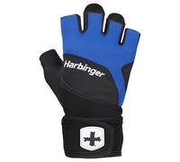 Fuelbelt Harbinger Guantes Training Grip Wristwrap 2.0 - Guantes para Levantamiento Pesado con Palma Acolchada TechGel,Cierre de Gancho y Bucle,Estiramiento 4 Vías,Unisex,Azul,Mediano