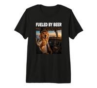 Fueled by Beer Golden Retriever Piloto Camiseta Premium
