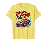 Fueled by Birthday Cake Pit Crew Family Racing Party Camiseta, Hombre, Limón, S