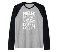 Fueled by Cats and Coffee Camiseta Manga Raglan