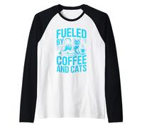 Fueled by Cats and Coffee Camiseta Manga Raglan